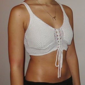 White Knitted Crochet Top